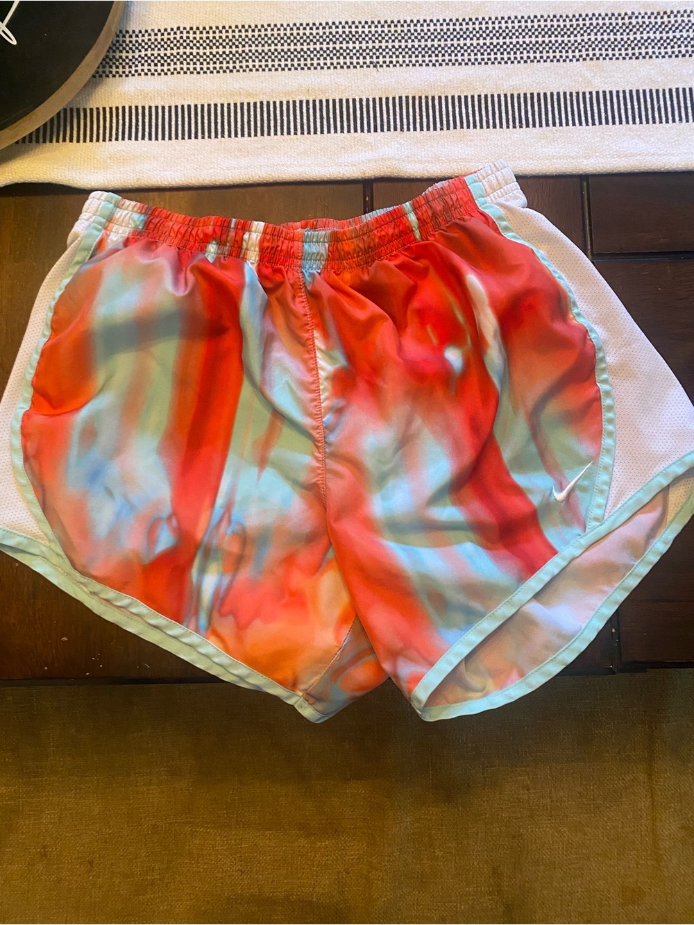 Nike Women's Coral Mint Tie-Dye Athletic Shorts